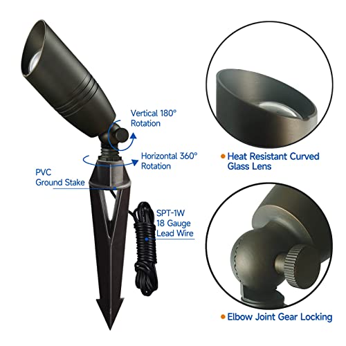 Gardencoin Solid Brass Landscape Spotlights, 12V Outdoor Led Low Voltage Landscape Lighting, Bronze Yard Directional Uplights, Waterproof Landscape Lights Fixture Without Bulb (Classic, 12Pack) #TOP3