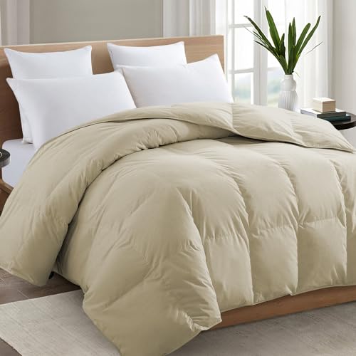 Image of TEXARTIST Premium 2100 Series California King Comforter All Season Breathable Beige Comforter Soft 4D Spiral Fiber Quilted Down Alternative Duvet Insert with Corner Tabs Hotel Style (96 inchx104 inch)