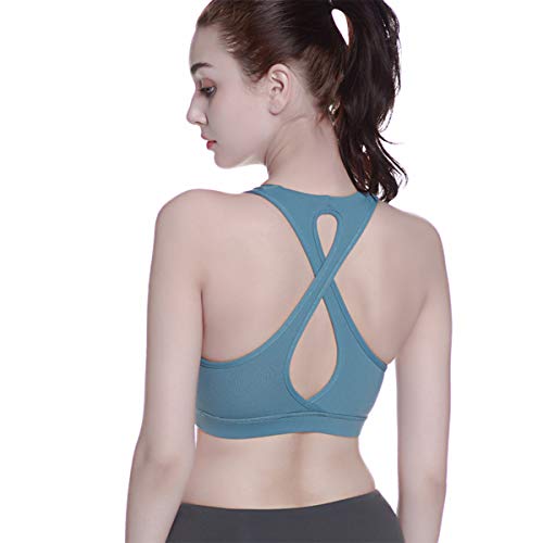 Leoyee Gocce d'Acqua per Le Donne Indietro Reggiseno Sportivo Impact Exercise Bra Yoga attività Fisica e Fitness (Acqua Blu, M(Fit for(32D 32DD 34B 34C 36A 38A))