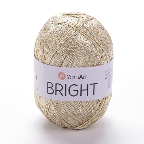 YarnArt Bright Metallic Shiny Yarn - 80% Polyamide 20% Metallic Polyester, 90g - Ideal for Summer Tops, Shawls, Bags, Hats, Crochet & Lace Projects - Soft & Durable, 340m, 4mm Needle & Hook Size (101)