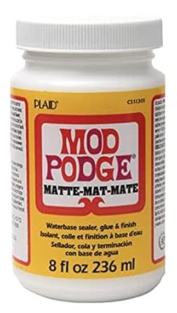 Decoupage Kit | Set 8oz Bottles of Mod Podge Waterbase Sealer/Glue/Finish (Matte + Gloss Finish) | 4pk Foam Brush Set