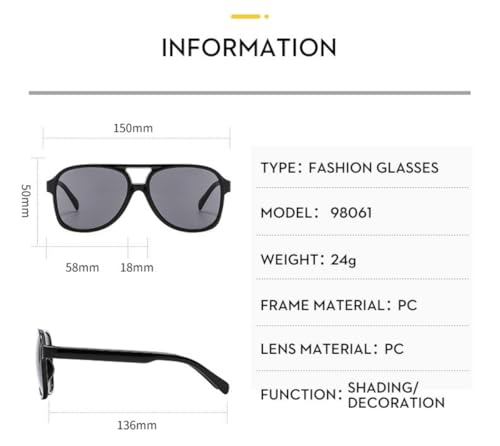 Image of Vintage Aviator Sunglasses for Women Men 70s Glasses Retro Oversized Yellow Lens Shades