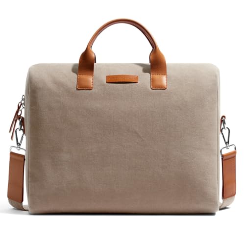 Image of DailyObjects Unisex City Compact Fleet Canvas Laptop Messenger Bag with Leather Handles and Adjustable Straps | Zip Closure with Slip Pockets and Large Storage For 14 Inch Laptops