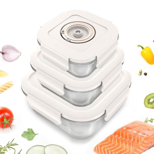GENIEX Vacuum Seal Containers for Food Storage (3pcs set) | Works With Hand held Vacuum Sealer Machine