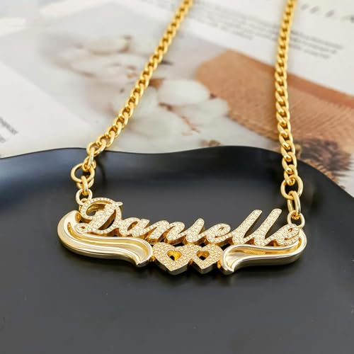 Custom Double Plated Name Necklace 18K Gold Plated Name Chains for Women Nameplate Pendant Jewelry Gift3