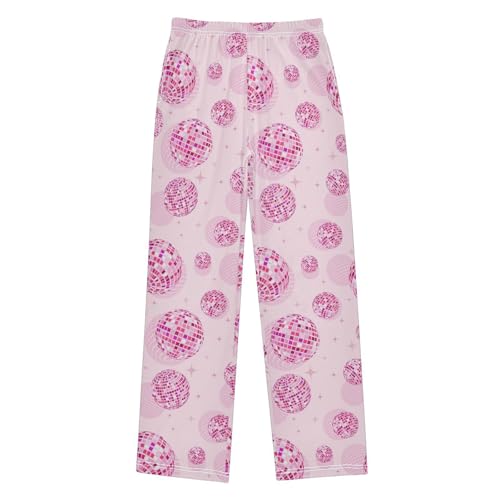 Pink Stars Disco Balls Pajama Pants Long Sleep PJ Pant Pajama Bottoms Elastic Waist Lounge Pants with 2 Pockets M