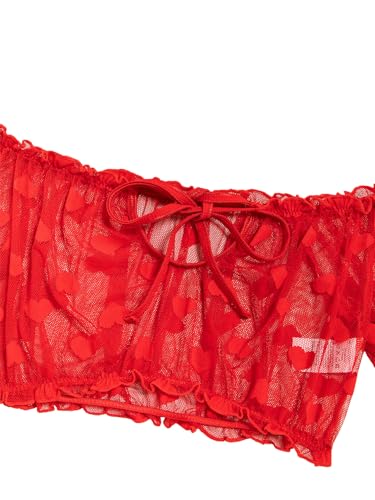 Image of Lilosy Sexy Stretch Ruffle Tie Sheer Mesh Lingerie Set Outfits
