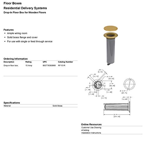 Bryant Electric Rf151R Floor Box Kit, Brass #TOP6