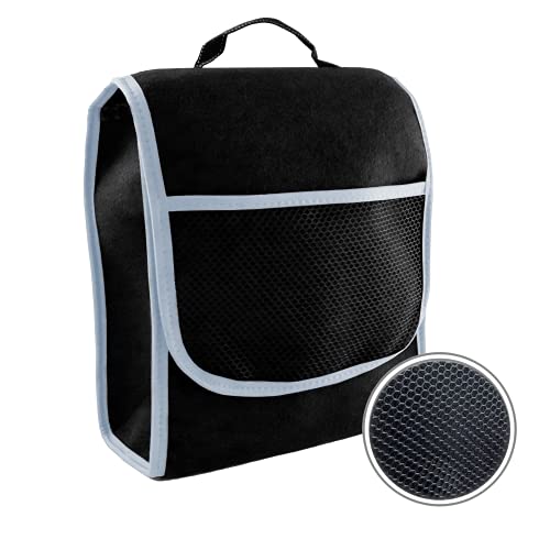 L & P Car Design Petit sac de rangement pour coffre de voiture avec fermeture Velcro (noir et gris)