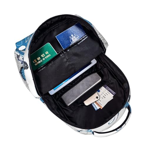 Sac à dos décontracté pour ordinateur portable avec décors de papillons bleus