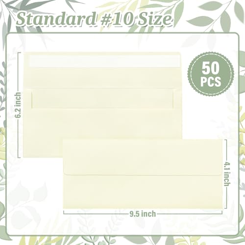 Image of #10 Cute Ivory Envelopes Letter Size Self Seal, Business Envelopes, 50 Pcs