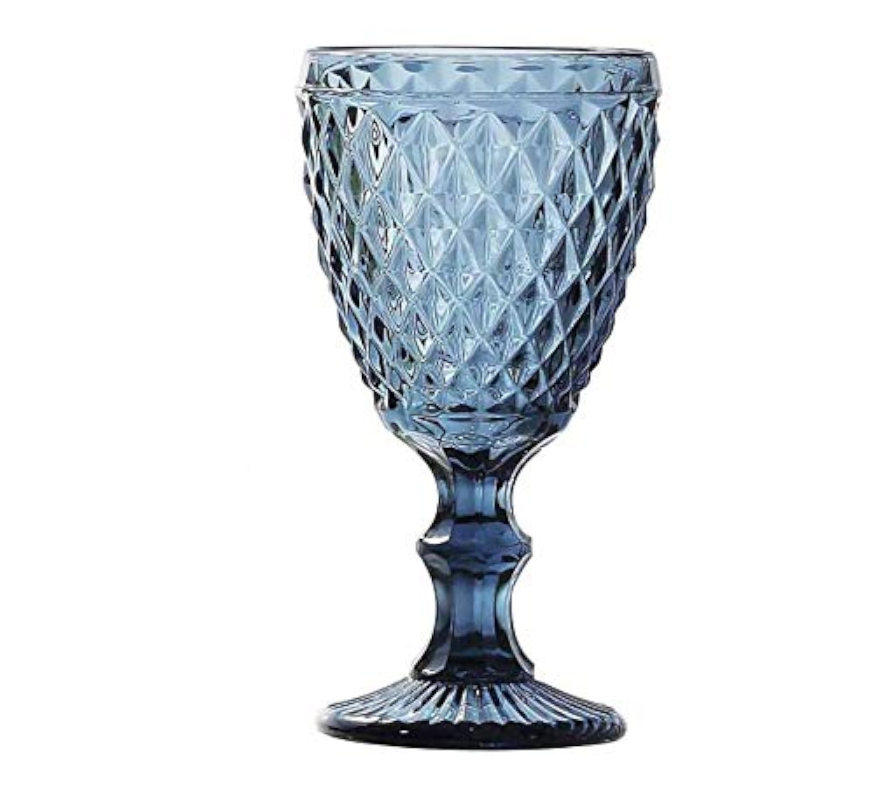 Copa Sidari de Cristal Azul 350 ml – Set de 6 Copas Elegantes y Resistentes – Apta para Agua, Vino o Refrescos