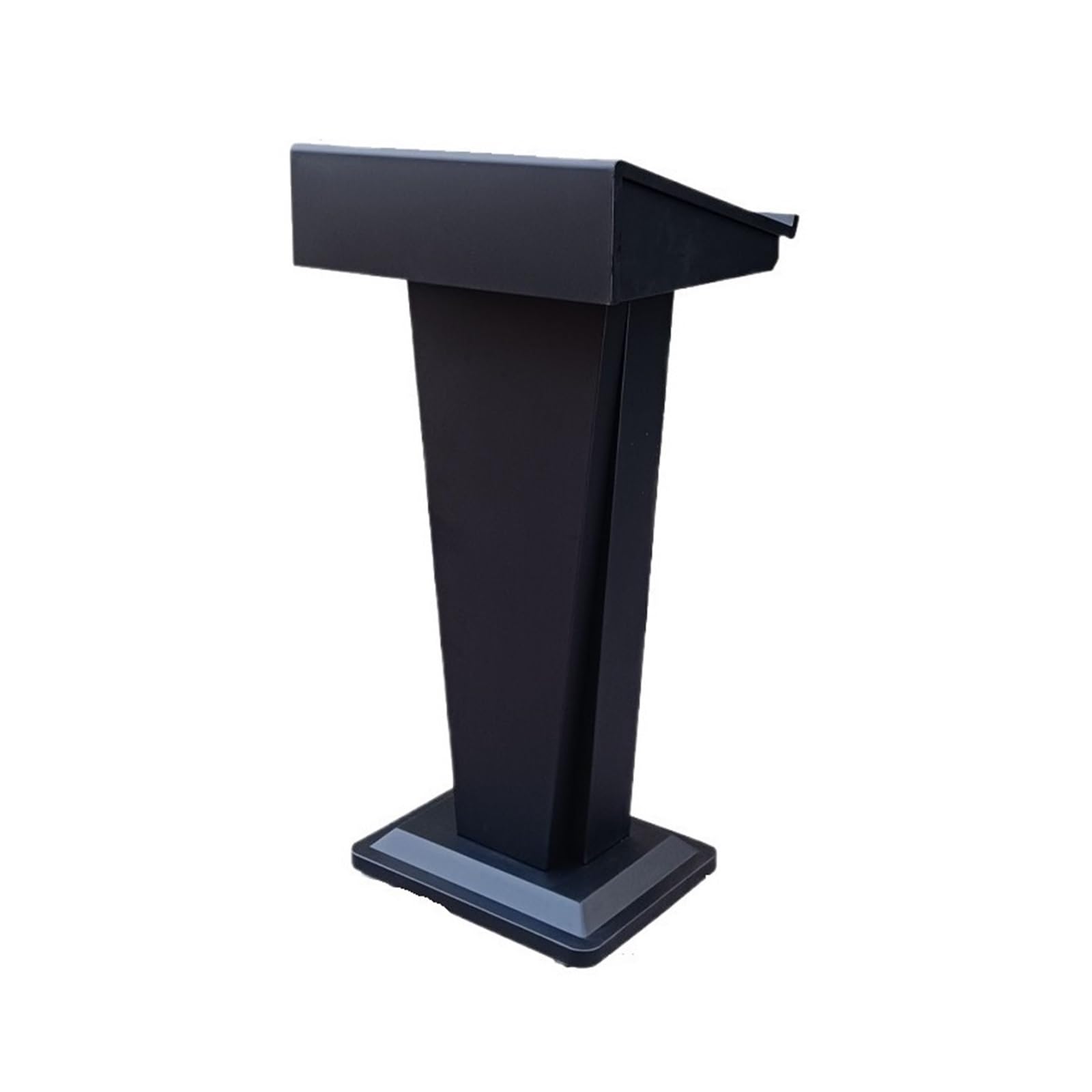 FZL02068LM Speaker Host Podium Hotel Reception Desk Creative Stainless Steel Lectern with Storage Compartments Pulpit(Black)