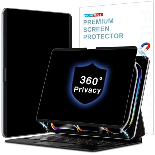 Image of Magnetic 4 Way Privacy Screen for iPad Pro 13 inch M5 M4 2025 8th /7th Gen | Snap On Installation, Removable Anti Blue Light Glare Anti Fingerprint Screen Protector Privacy Filter