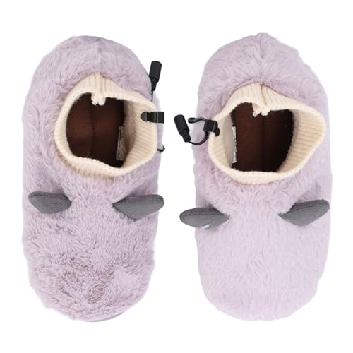 Electric Foot Warmer USB Heating Shoes Adjustable Temperature Walking Heated Slippers Bedroom Dormitory Office School Garden (Purple)