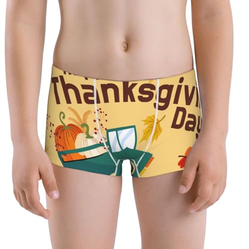 Boys' Cotton Boxer Brief Soft Underwear-Happy Thanksgiving Day