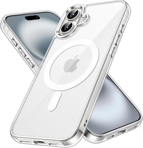 Image of JGD Magnetic Case for iPhone 16 6.1-Inch Compatible with MagSafe, Shockproof Phone Bumper Cover, Anti-Scratch Clear Back (Clear)