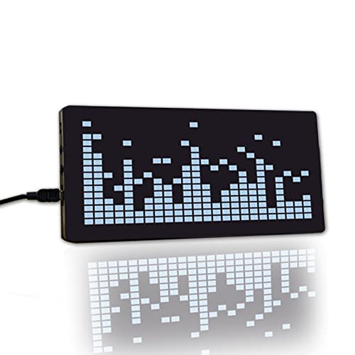 音楽スペクトラムディスプレイLED、オーディオスペクトラムアナライザー、6つのスペクトラムディスプレイモード、4つの時間ディスプレイモード、デスク、ベッドサイド、テーブル、車用の音楽スペクトラムキット,白