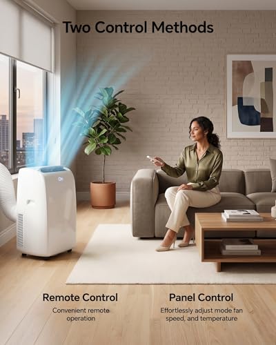Image of Feelfunn 12,000 BTU Portable Air Conditioner, Cools 600 Sq.Ft, 4-in-1 Quiet AC Unit with Turbo Cooling, Fan & Dehumidifier, Auto Swing, Remote, 24H Timer, Window Kit for Bedroom Office Dorm Apartment