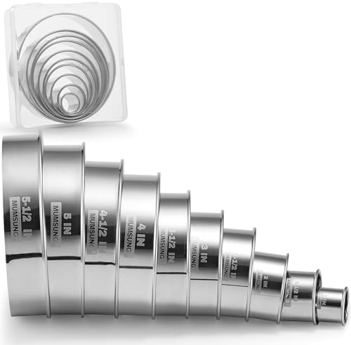 MUMSUNG Round Cookie Cutter Set, 304 Stainless Steel Cookies Cutter, 10PCS (5.5in~1in) Biscuit Cutter Set for Pastry, Baking Donut Tools Ring Molds