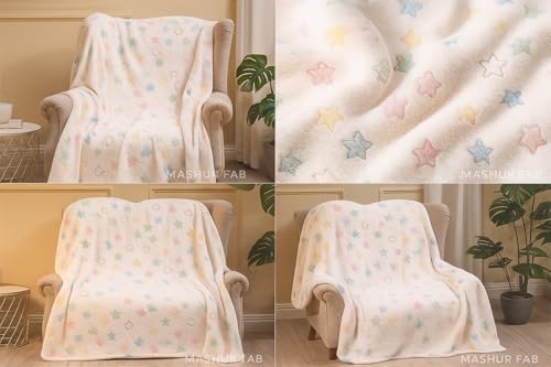 Image of Glow-in-The-Dark Polar Fleece Blanket for Kids - Soft Lightweight Single Bed Blanket (200x152 cm) | All-Season Jacquard Print, Assorted Multicolor - Unicorn Design (Milky Cream)