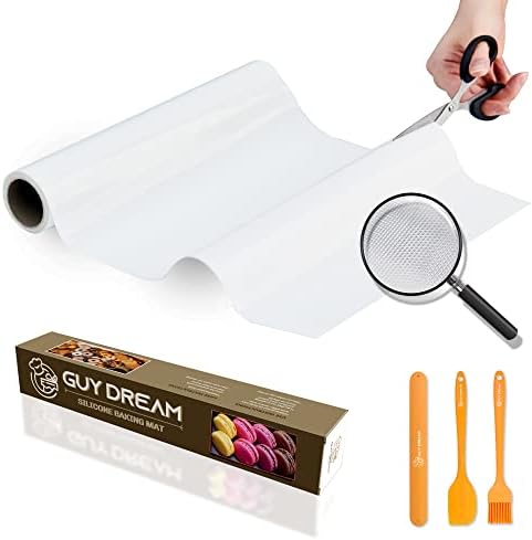 GUY DREAM Silicone Baking Mat Roll 12IN x 10.7FT – Non-Stick Food Grade Cut to Fit Mat for Baking - Non-slip Silicone Pastry Mat, Heat Resistant Reusable Air Fryer Liner, Washable Oil-Proof Oven Liner