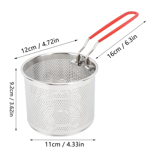 Porta papas fritas de acero inoxidable, cesta resistente a altas temperaturas para freidoras, cestas con mango para cocina (12 cm / 4,72 pulgadas) miniatura 2