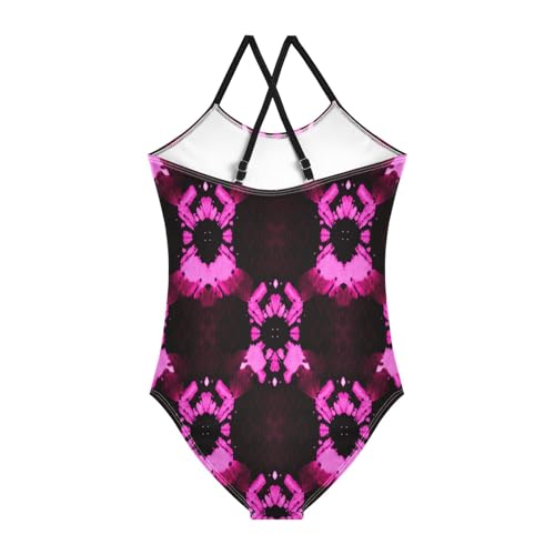 Vibrant Pink Black Bathing Suit Girls, Summer Beach Swimsuit Girls, 3-102