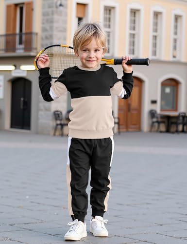 Image of Toddler Boy Clothes Long Sleeve Hoodie Sweatsuits Tops and Pants 2Pcs Boys Fall Winter Outfits Set