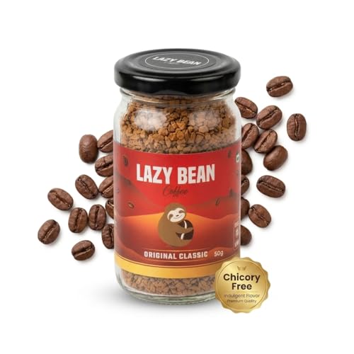 Image of Lazy Bean Original Classic - Premium Instant Coffee Powder 50 g | Strong Black Coffee, Rich Aroma, Quick-Dissolving Granules | Ready in Seconds for Hot or Iced Brews at Home, Office, Travel