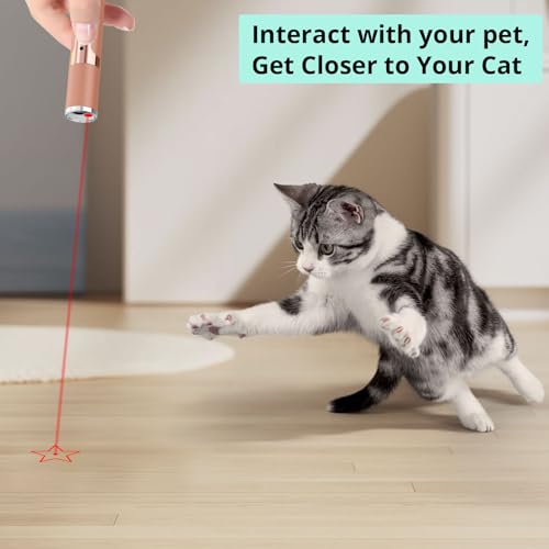 Image of TBTeek Cat Toys, with Metal Case, 2 Pieces, Rechargeable, 7 Adjustable Patterns, Interactive Kitten Pet Dog Red Dot Chase Light Toy for Cats Fun Playing Exercise(Rose Gold)