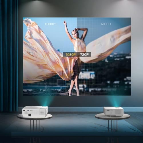 Image of YABER Y31 Native 1920x 1080P Projector 7200 Lux Upgrade Full HD Video Projector, ±50 4D Keystone Correction Support 4K, LCD LED Home Theater Projector Compatible with Phone,PC,TV Box,PS4 (White)