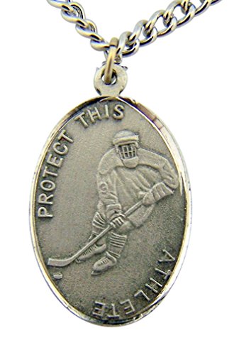 WJH Silver Tone Patron of Sports Saint Sebastian Hockey Athlete Medal, 1 Inch