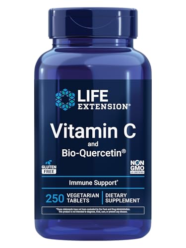Life Extension Vitamin C and Bio-Quercetin®, Cardiovascular Health Supplement, Immune Support, Highly absorbable, quercetin, Vitamin C, Gluten Free, Non-GMO, Vegetarian, 250 Tablets