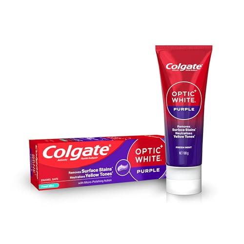 Colgate Optic White Purple Teeth Whitening Toothpaste 100g, Removes Surface Stains