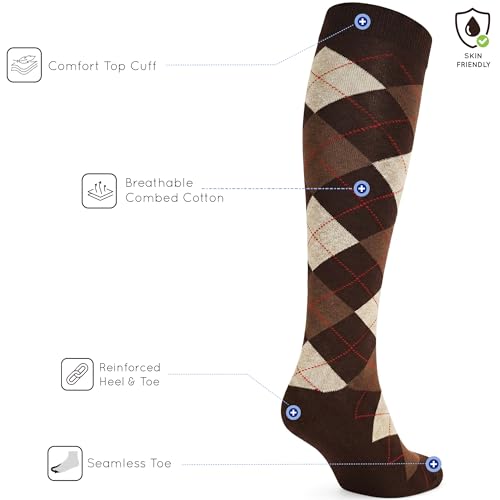 Image of Mysocks Unisex Knee High Long Socks Argyle