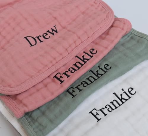 Personalized Muslin Burp Cloths 100% Cotton Baby Washcloths for Boy Girl Baby Essentials 6 Layers Extra Absorbent and Soft Baby Rags for Newborn Registry (20" X10")4