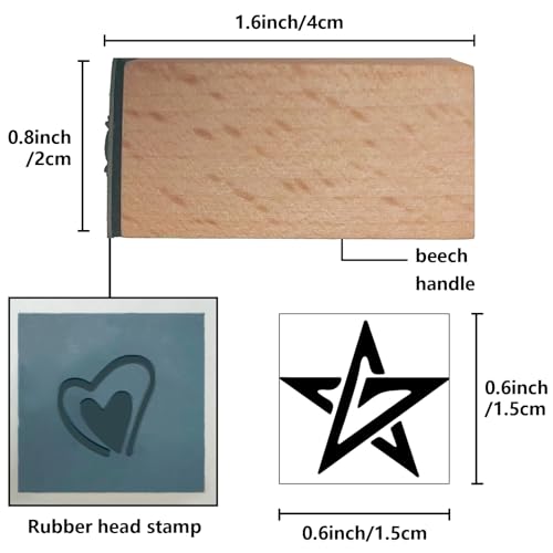 CRASPIRE Pentagram Star Wooden Rubber Stamp 3/5 Inch Pattern Mini Small Wood Stamps Reusable Vintage Print for DIY Craft Card Scrapbooking Journaling Albums Card Making Planner Envelope Photo - Image 2