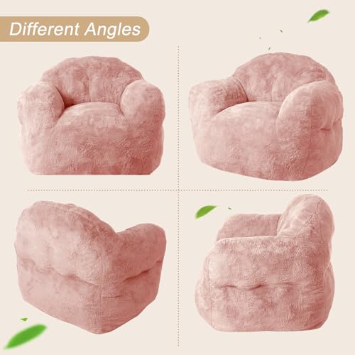 Image of GarveeHome Bean Bag Chair with Filler, 51 inch Giant Bean Bag Sofa for Adults Kids, Soft Cozy Large Beanbag Sofa Chair with Armrests for Living Room Bedroom, Pink