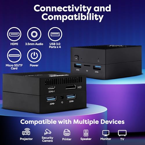Fusion5 FMP4 Mini PC Windows 11 Home Mini Computer, 128GB Storage and 8GB RAM - Small & Portable Desktop Computer with Dual Band WiFi, Bluetooth, HDMI, USB 3.0, Micro SD Card Slot - Image 6
