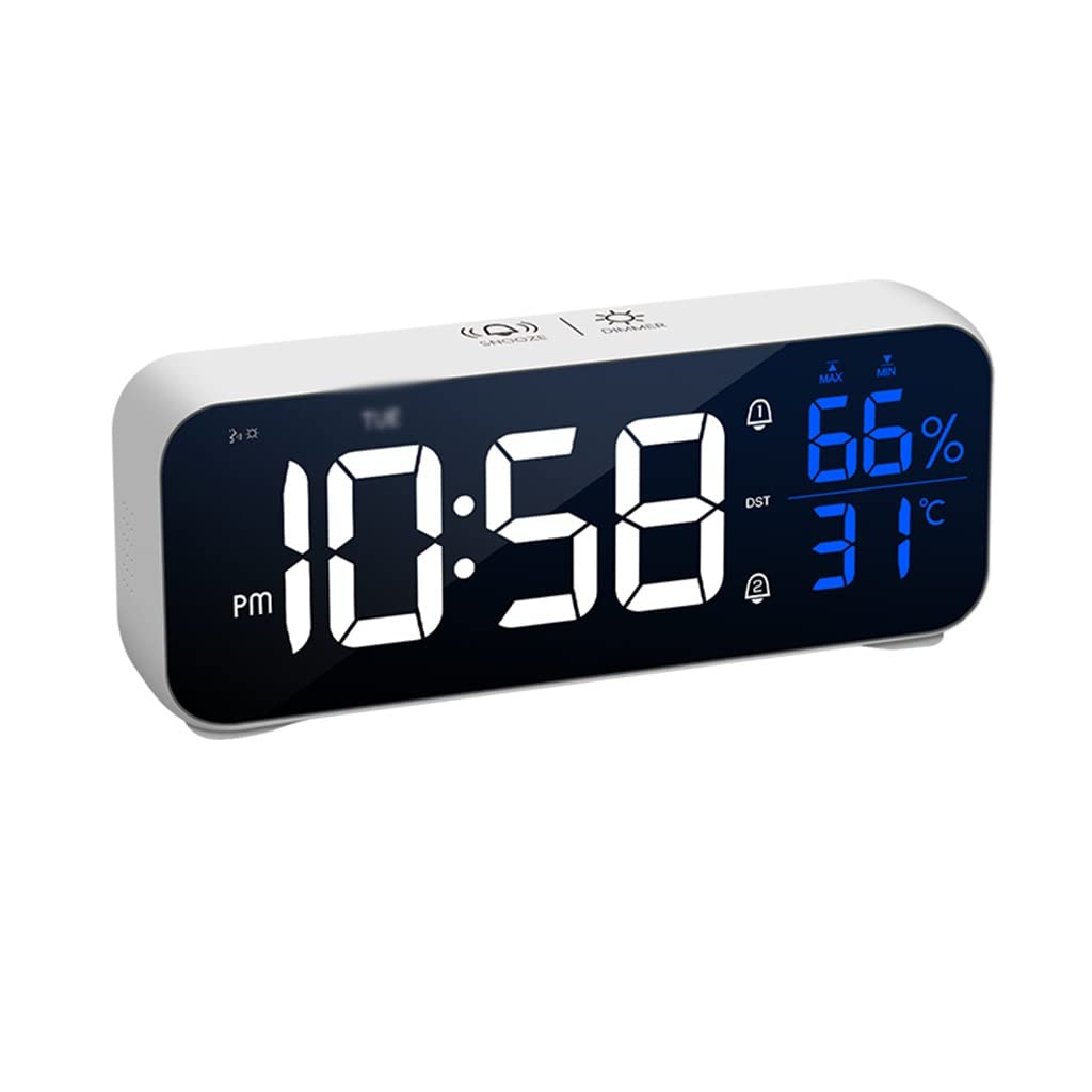 LED Music Alarm Clock Temperature Humidity Voice Control On Table Clock Dual Alarm Wall Rechargeable Digital Clocks Color