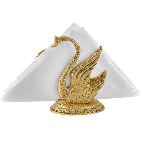 Image of Craftam Oxidized Metal Swan Napkin Holder with 100 Tissues, Golden Duck Shape Tissue Paper Stand for Dining Table Decor, Decorative Metal Serviette Holder for Home, Hotel & Restaurant (10 x 7 x 10 cm)