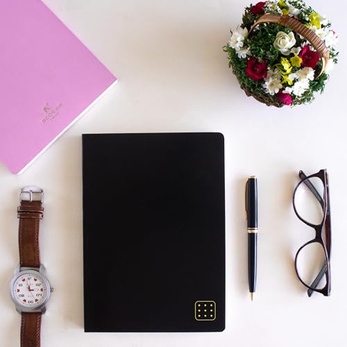 Image of NEORAH - A5 Dotgrid Notebook SOFT COVER|Organiser REFILL |Dotted notebook Journal | 110 GSM | 160 pages (Size 21 cm x 14.8 cm) Planner Journaling Writing Note Taking Diary,Travellers Journal-BLACK