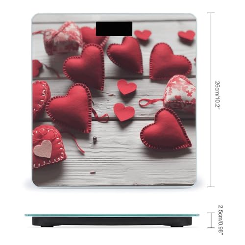 Báscula de baño digital artesanal con corazones rojos miniatura 2
