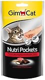 GimCat Nutri Pockets Rind und Malz - Knuspriger Katzensnack mit cremiger Füllung und funktionalen Inhaltsstoffen - 1 Beutel (1 x 60 g)