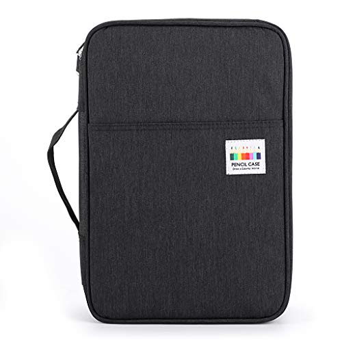 BTSKY Colored Pencil Case 300 Slots Pen Pencil Bag Organizer with Handy Wrap Portable- Multilayer Holder for Crayola Colored Pencils & Gel Pen(Black)