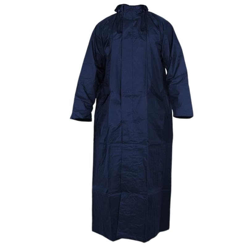 Extra Large (XL) Unisex Waterproof Long/Full Raincoat with Adjustable Hood. Pack Contains Top and Storage Bag Blue (Size-L-Large)