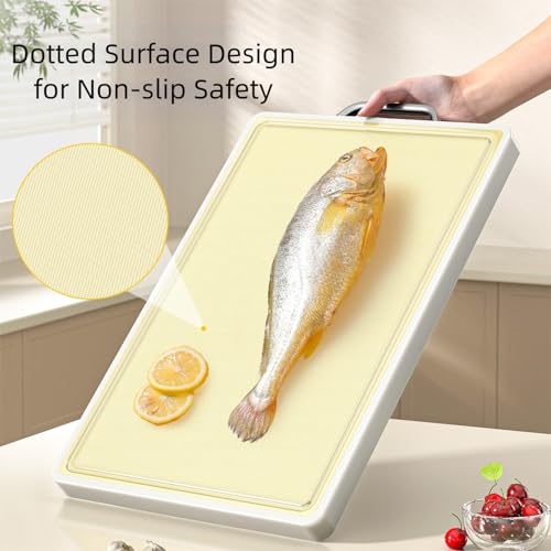Tabla de cortar reversible con superficie texturizada antideslizante – Polietileno alimentario grueso de 0.82" apto para cuchillos y duradera para carne, pescado, frutas y verduras (15" x 11") miniatura 4