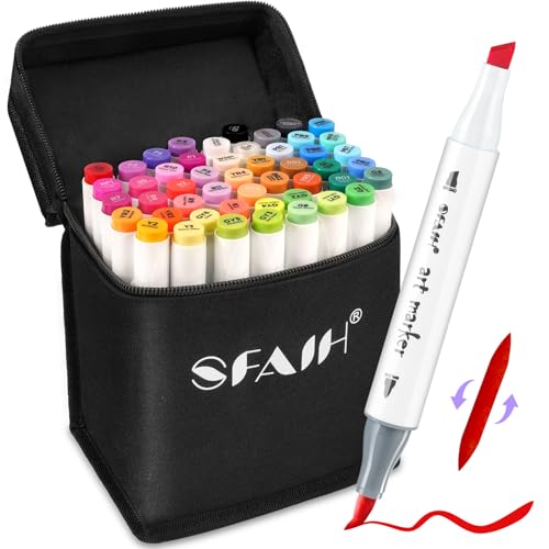 SFAIH 49 Colors Alcohol Markers for Adult Coloring...