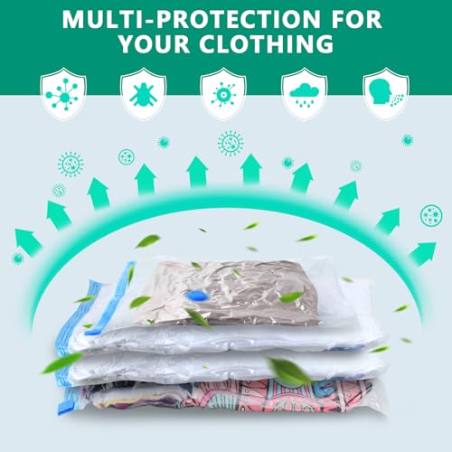 Image of Morecoo 5 Pack Vacuum Storage Bags with Electric Pump, Large Vacuum Seal Bags for Clothing, Comforters, Blankets - Space Saver Compression Bags for Travel & Home Organization